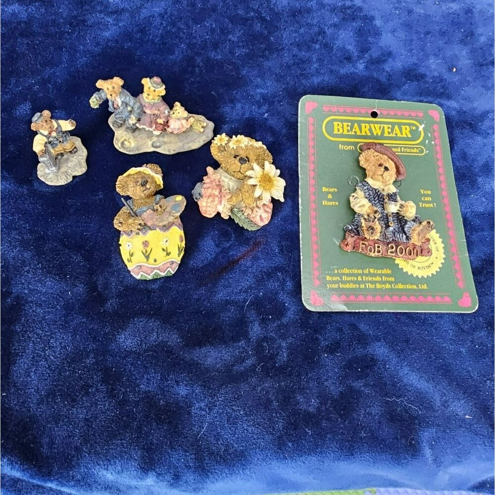 LOT OF 4 BEARWARE BOYDS BEARS & FRIENDS RESIN BROOCH PIN‎